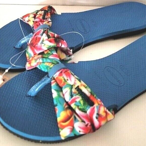 NEW WOMENS HAVAIANAS ST. TROPEZ STEEL BLUE FLIP FLOPS size 11/12 - Picture 4 of 11